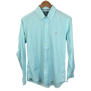 BF1149 men’s polo, Ralph Lauren custom fit preppy striped button-down shirt M
